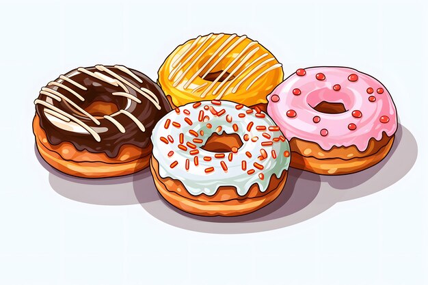 Foto donuts doodle com creme e chocolate