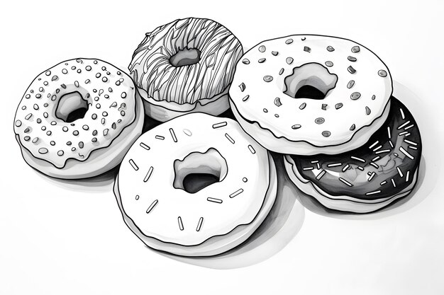 Foto donuts doodle com creme e chocolate