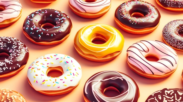 Donuts esmaltados variados embalados em uma caixa