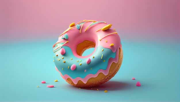 Donuts estilo 3D Composición de donuts colores y formas vibrantes Escena de fondo aislada abstracta