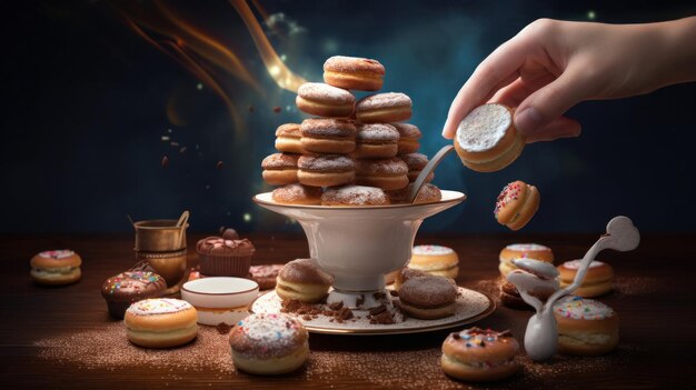 Donuts flotantes Ilustración AI Generativo