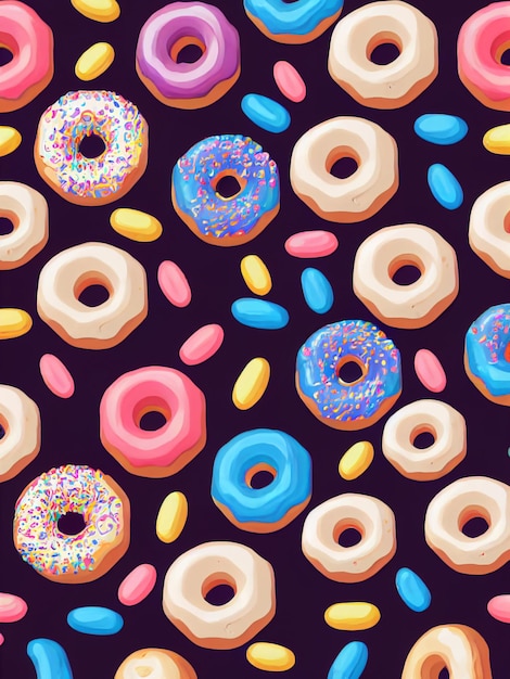 Donuts fondo colorido, Pintura Digital.