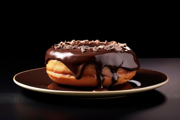 Donuts en forma de anillo cubiertos con glaseado, chispas y chocolate generados con ai