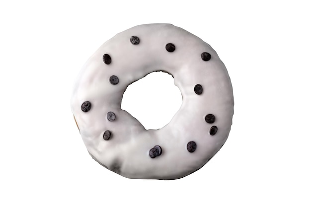 Foto donuts con glaseado blanco aislado sobre fondo blanco.