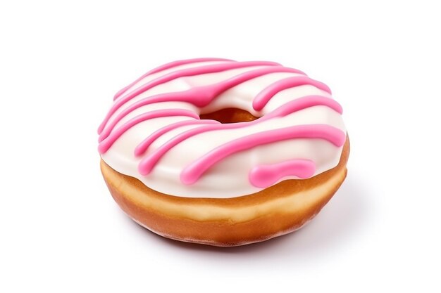Donuts con glaseado rosado aislado sobre un fondo blancoGenerative Ai