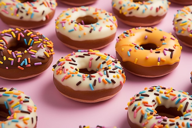 Donuts mit Beige-Hintergrundmuster