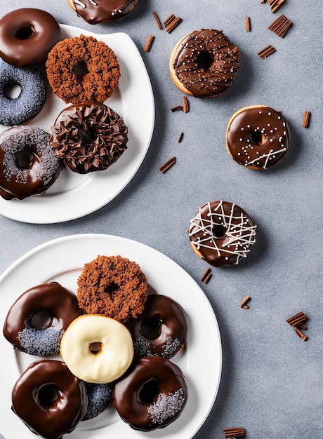 Donuts mit Schokolade und Nüssen