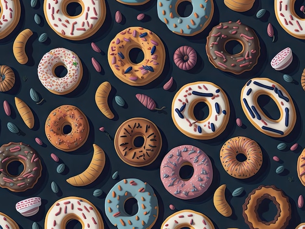 Donuts Padrões sem costura repetindo ai generative