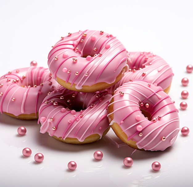 Donuts rosa em um fundo branco