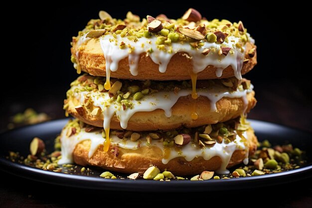 Foto donuts sabrosos con pistacho donuts desmenuzados fotografía de imágenes de comida