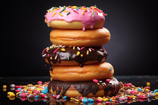 Donuts Stapel mit bunten Toppings