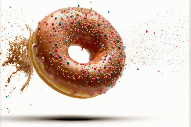 Donuts travam fundo branco feito por inteligência artificial AI