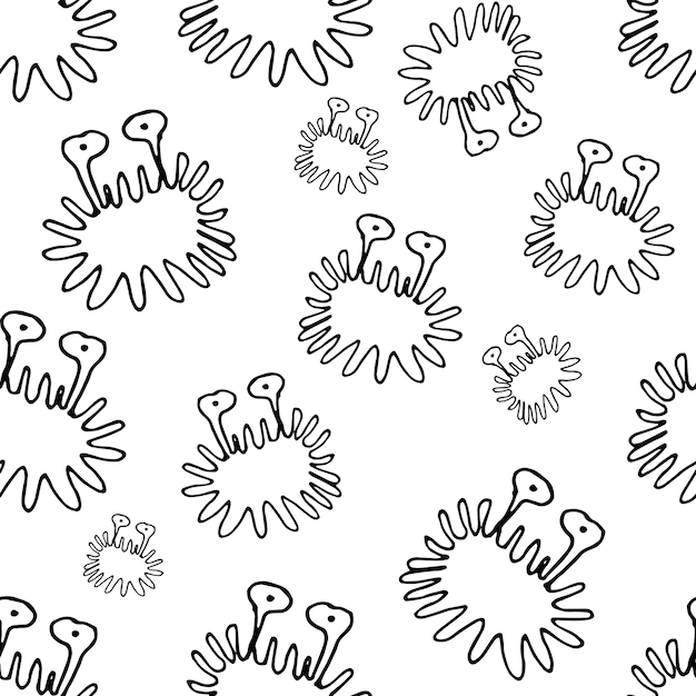 Doodle bacterias gérmenes o monstruos de dibujos animados. Colección de virus dibujados a mano aislado