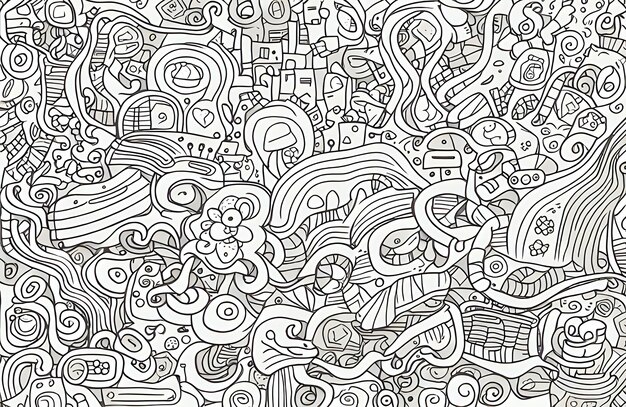 Doodle criativo fundo abstrato desenho à mão desenhos engraçados feitos à mão