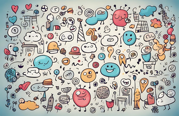 Doodle criativo fundo abstrato desenho à mão desenhos engraçados feitos à mão