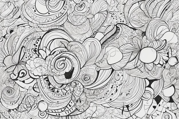 Foto doodle delight tiempo de fondo abstracto de moda con formas dibujadas a mano