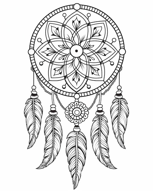 Doodle-Design des schwarz-weißen Traumfängers