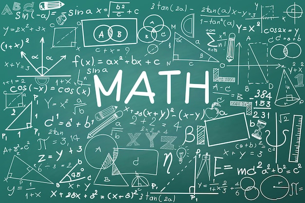 Doodle lousa matemática fórmulas e equações de teoria matemática