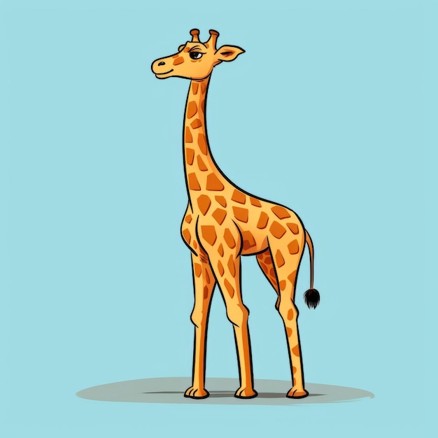 Doodle minimalista de desenho animado de girafa