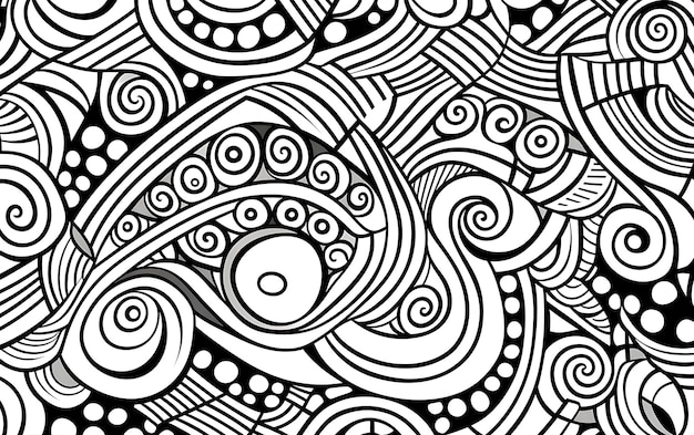 Doodle-Muster Hintergrund schwarz-weiße Zeichnung