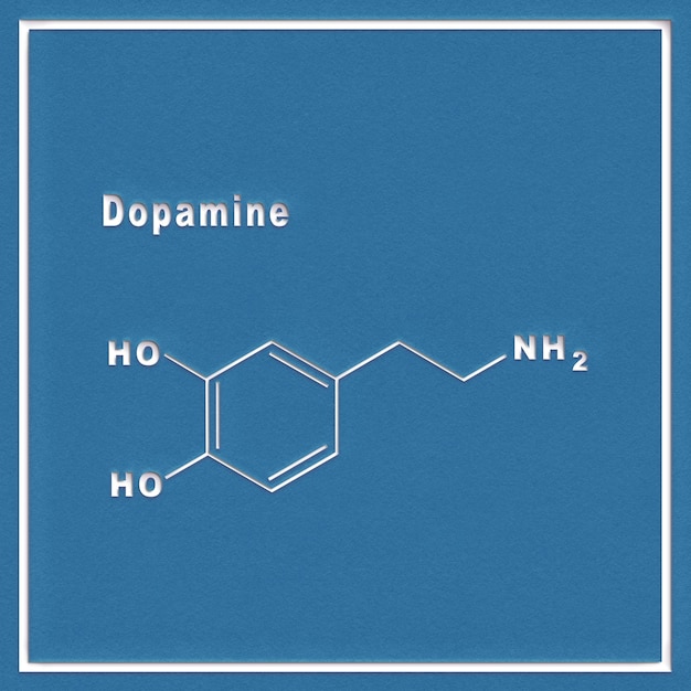 Dopamin-Hormon Chemische Strukturformel auf weißem Hintergrund