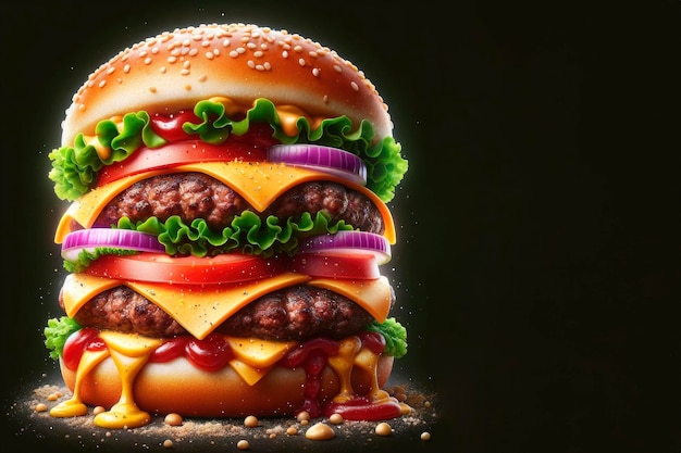 Doppel-Cheeseburger-Glück mit frischen Toppings
