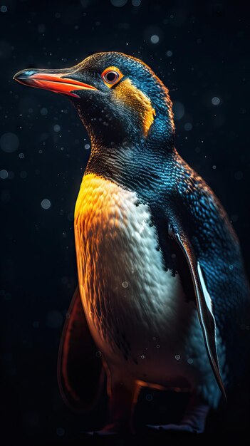 Doppelbelichtungspinguin auf dunklem Hintergrund, KI generiert