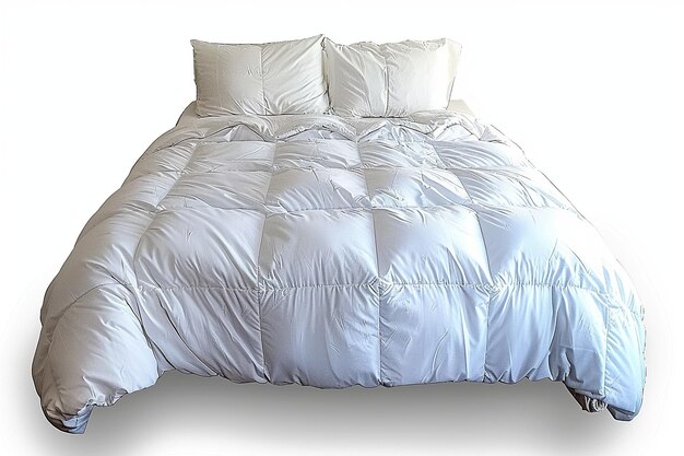 Doppelbett mit isolierter weißer Bettwäsche