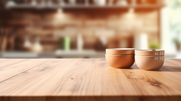 Doppelter Genuss: Zwei Tassen Kaffee auf einem rustikalen Holztisch GenerativeAI