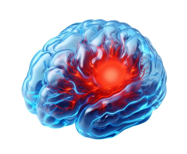 Dor de cabeça de enxaqueca cérebro estilo 3D isolado IA generativa