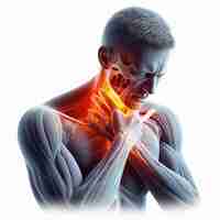 Foto dor na garganta humana 3d torna a anatomia realista conceito de resfriado e tosse