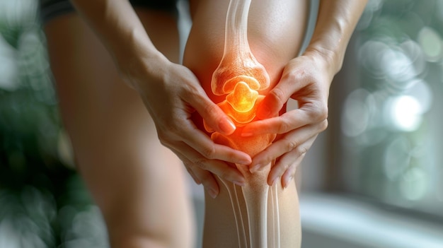 Dor nas articulações da anca osteoartrite mulher em casa problemas de saúde conceito BeHealthy