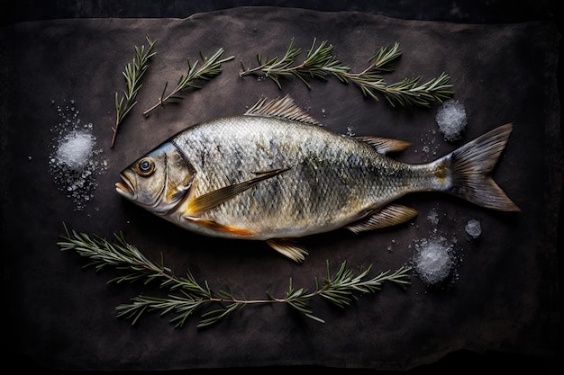 Dorada deliciosa pronta para vista superior de peixe assado no sal