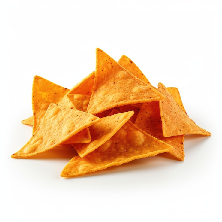 Foto doritos crujientes aislados sobre fondo blanco ia generativa