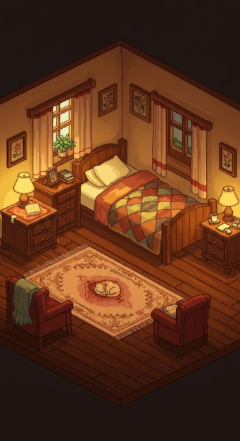 Un dormitorio acogedor y cálido con encanto rústico