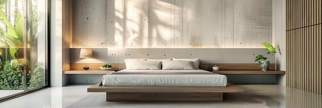 Dormitorio contemporáneo con ropa de cama de lujo y diseño moderno que ofrece un espacio de descanso elegante y cómodo