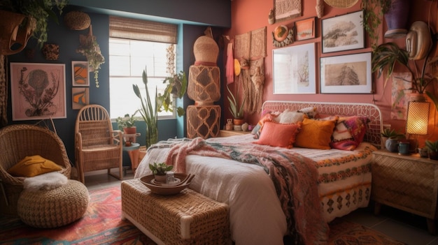 Dormitorio decoración hogar diseño interior estilo bohemio ecléctico