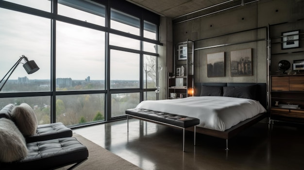 Dormitorio decoración hogar diseño de interiores estilo industrial moderno