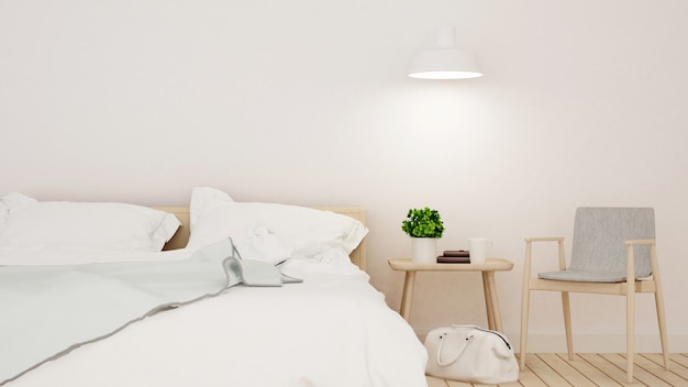 Dormitorio y espacio habitable en hotel o apartamento