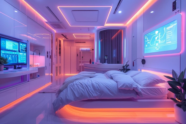 Un dormitorio futurista biométrico