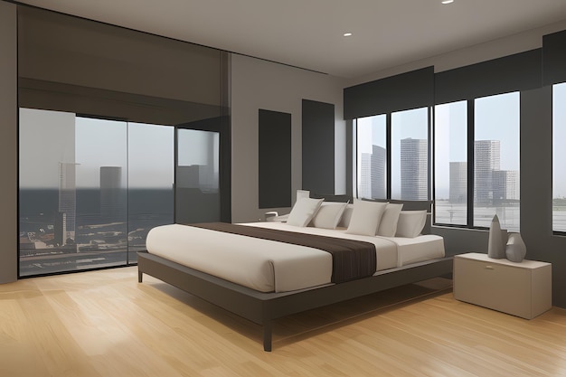 Dormitorio interior 3d renderizado