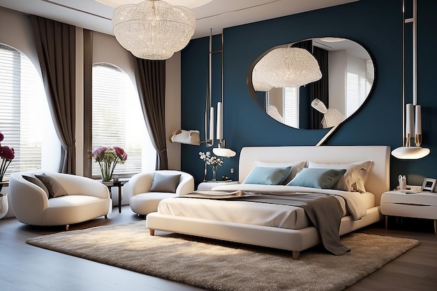 dormitorio moderno cómodo con decoración elegante y iluminación dormitorio moderno