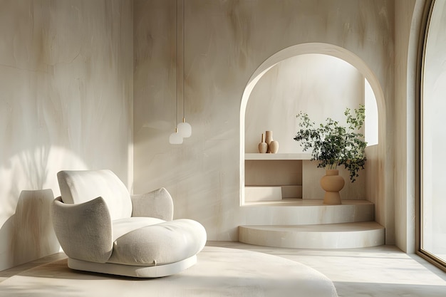 Dormitorio moderno con diseño de interiores Diseño de maquetas de interiores Plantas de cama acogedoras Diseño minimalista Colores neutrales Arte de pared Diseño de interiores de lujo Arte de parede Maquetas