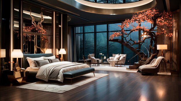 dormitorio moderno con una hermosa vista