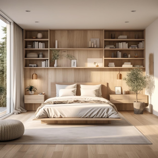 Dormitorio moderno con muebles