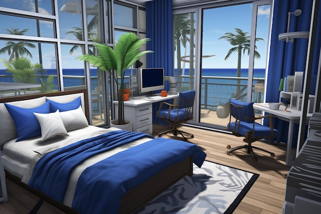 Foto dormitorio de temática costera con decoración náutica