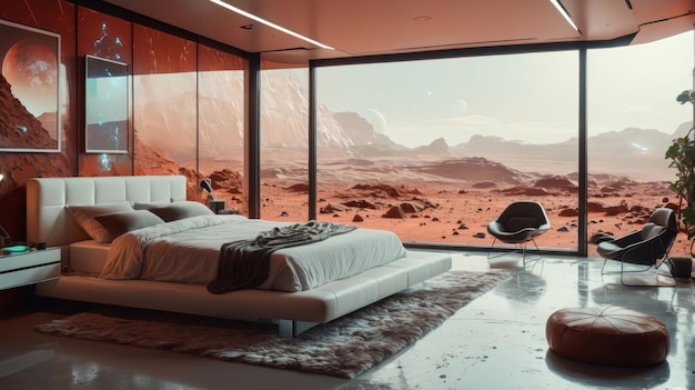 Dormitorio con vistas al paisaje del desierto