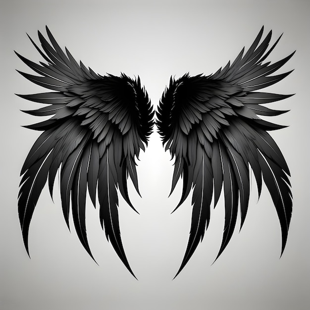 dos alas de ángel negras con las palabras ángel en ellas