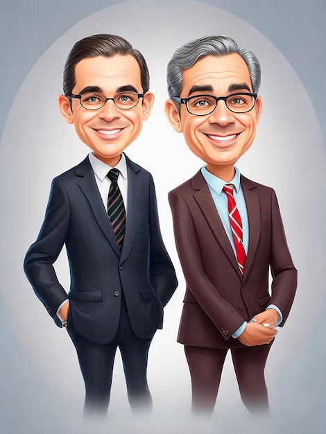 Dos amigos abogados en estilo de caricatura de dibujos animados