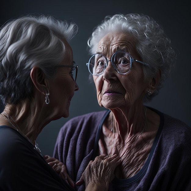 Dos ancianas conscientes del cáncer de mama